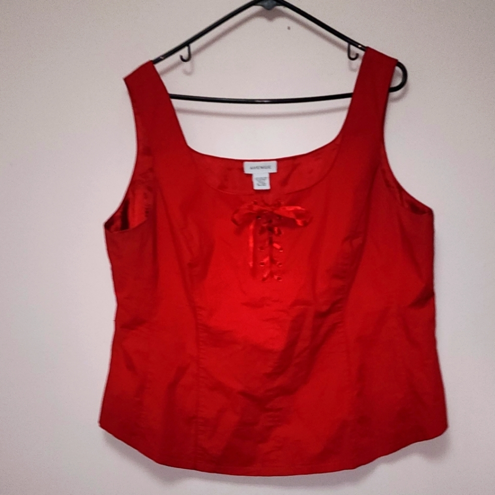 Avenue Red Lace Up Front Sleeveless Top 18/20